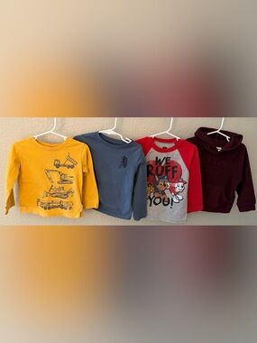 Boys 2T Long Sleeve Fall/Winter Bundle 4 Pieces Gap, Old Navy, Paw Patrol